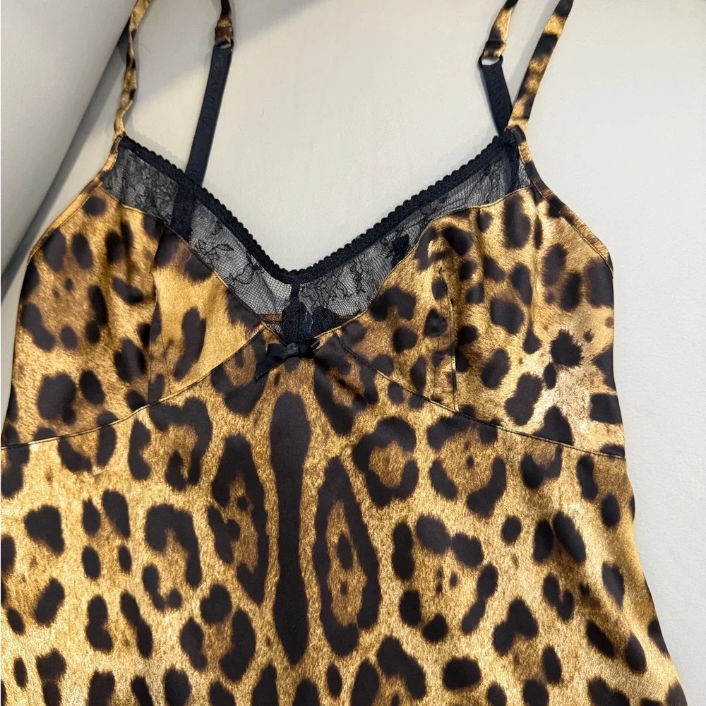 Dolce & Gabbana Gold and Black Leopard Silk Slip - Picture 2 of 5